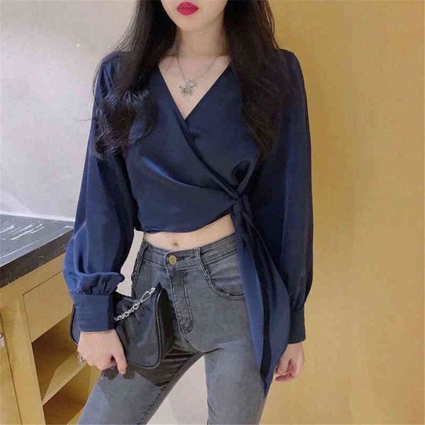 women's sweaters 2022 blouses women fall chiffon v neck irregular design slim allmatch comfort minimalist cropped casual trendy femme, White;black
women's sweaters 2022 blouses women fall chiffon v neck irregular design slim allmatch comfort minimalist cropped casual trendy femme, White;black