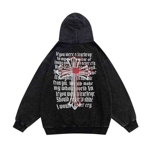 men's hoodies sweatshirts high street american dark letter cross printed long sleeved hoodie men's ins fashion label loose, Black
men's hoodies sweatshirts high street american dark letter cross printed long sleeved hoodie men's ins fashion label loose, Black