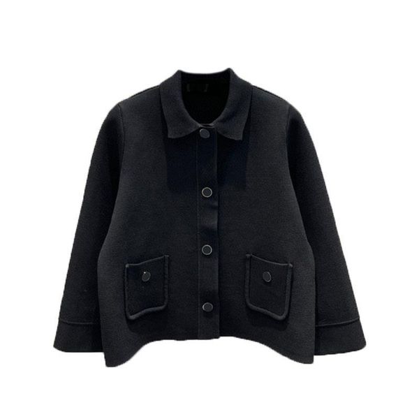 906 xl 2022 milan runway autumn women sweater brand same style long sleeve black white lapel neck cardigan womens zhen, White;black
906 xl 2022 milan runway autumn women sweater brand same style long sleeve black white lapel neck cardigan womens zhen, White;black