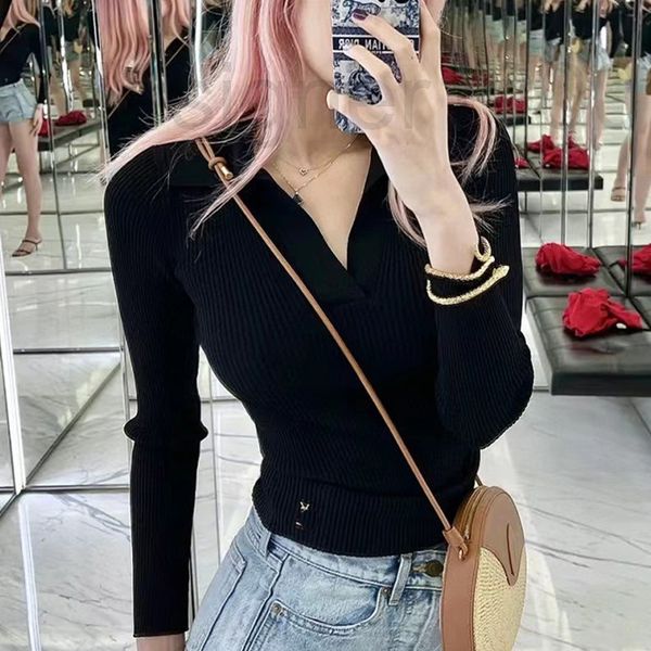 women's knits & tees designer ys temperament appears thin black knitted bottomed outer women's polo neck sweater 2 metal decoratio, White
women's knits & tees designer ys temperament appears thin black knitted bottomed outer women's polo neck sweater 2 metal decoratio, White