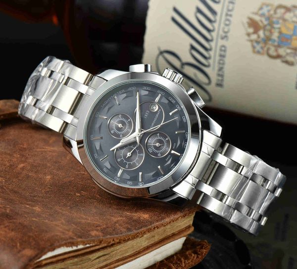 2022 stylish men's sports watch chronograph three needle display calendar brand designer watches 1853 silicone steel strip, Slivery;brown
2022 stylish men's sports watch chronograph three needle display calendar brand designer watches 1853 silicone steel strip, Slivery;brown