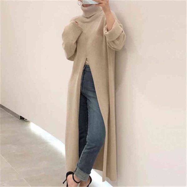women's sweaters 2021 new autumn winter turtleneck korean knitted sweater solid color fashion women loose casual split sweaters zy5699, White;black
women's sweaters 2021 new autumn winter turtleneck korean knitted sweater solid color fashion women loose casual split sweaters zy5699, White;black