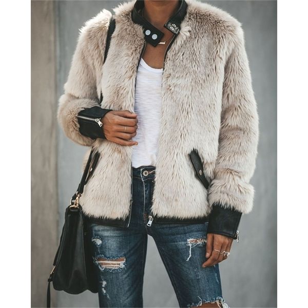 women's fur faux women warm bear fleece leather patchwork pocket long sleeve slim jacket zip up oversize outwear coats 220919, Black
women's fur faux women warm bear fleece leather patchwork pocket long sleeve slim jacket zip up oversize outwear coats 220919, Black