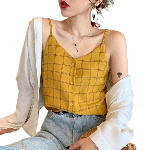 women's tanks & camis plaid print camisoles sling tank button down v neck sleeveless chiffon vest cami h8sc#, White
women's tanks & camis plaid print camisoles sling tank button down v neck sleeveless chiffon vest cami h8sc#, White