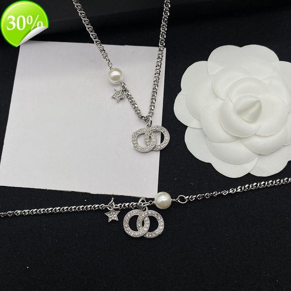 designer women's fashion necklaes small fragrant double female pearl neklae grandma five pointed star collar chain, Silver
designer women's fashion necklaes small fragrant double female pearl neklae grandma five pointed star collar chain, Silver