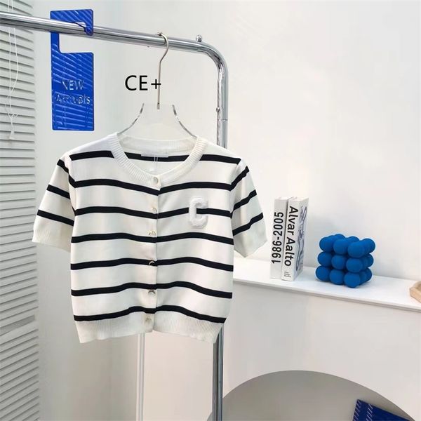 2023 new clothing winter high version 22 embroidered stripe fresh and thin women's lazy style short sleeve cardigan, White
2023 new clothing winter high version 22 embroidered stripe fresh and thin women's lazy style short sleeve cardigan, White