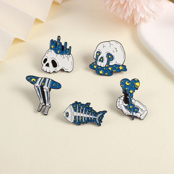 star moon planet universe skull bone brooches set 5pcs cartoon ghost enamel badges alloy pin halloween jewelry, Gray
star moon planet universe skull bone brooches set 5pcs cartoon ghost enamel badges alloy pin halloween jewelry, Gray