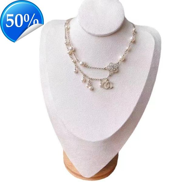 designer women's fashion necklaces xiaoxiang new necklace double-c double-layer exquisite neck chain xianggrandma pearl bracelet xiangj, Silver
designer women's fashion necklaces xiaoxiang new necklace double-c double-layer exquisite neck chain xianggrandma pearl bracelet xiangj, Silver