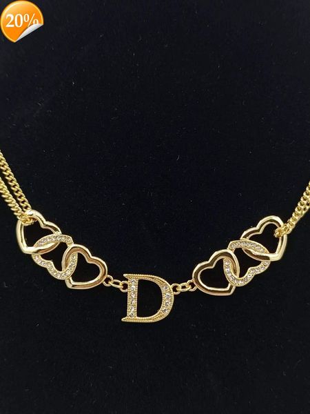 high-end fashion design women's necklace family new double-layer heart-shape full diamon letter temperament high sense clavicle, Silver
high-end fashion design women's necklace family new double-layer heart-shape full diamon letter temperament high sense clavicle, Silver