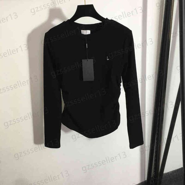 womens t-shirts long sleeves designer embroidered letter logo on chest crop bottoming shirt fashion pleated slim long-sleeve tee women clot, White
womens t-shirts long sleeves designer embroidered letter logo on chest crop bottoming shirt fashion pleated slim long-sleeve tee women clot, White