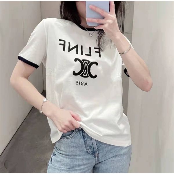 2023 new clothing winter high version letter print classic arc de color matching round neck short sleeve women's t-shirt, White
2023 new clothing winter high version letter print classic arc de color matching round neck short sleeve women's t-shirt, White
