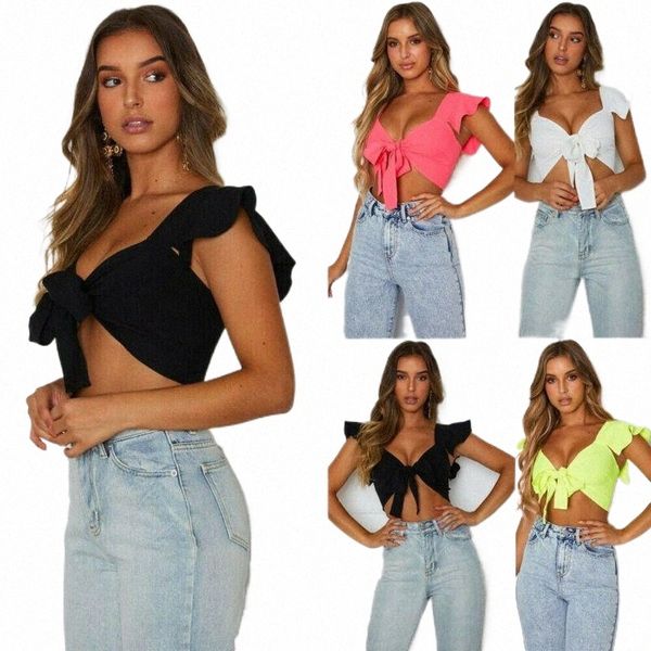women's tanks & camis 4 candy colors summer women short ruffled sleeve vest front knot tie casual plain female party club streetwea d7t, White
women's tanks & camis 4 candy colors summer women short ruffled sleeve vest front knot tie casual plain female party club streetwea d7t, White
