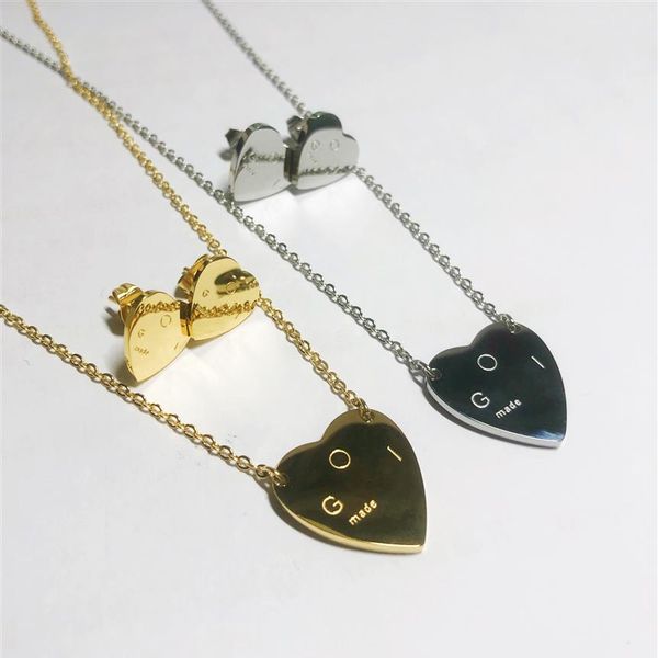 designer jewelry women heart pendant necklaces silver gold love earrings suit stainless steel stud with logo fashion bijoux for gi296y
designer jewelry women heart pendant necklaces silver gold love earrings suit stainless steel stud with logo fashion bijoux for gi296y