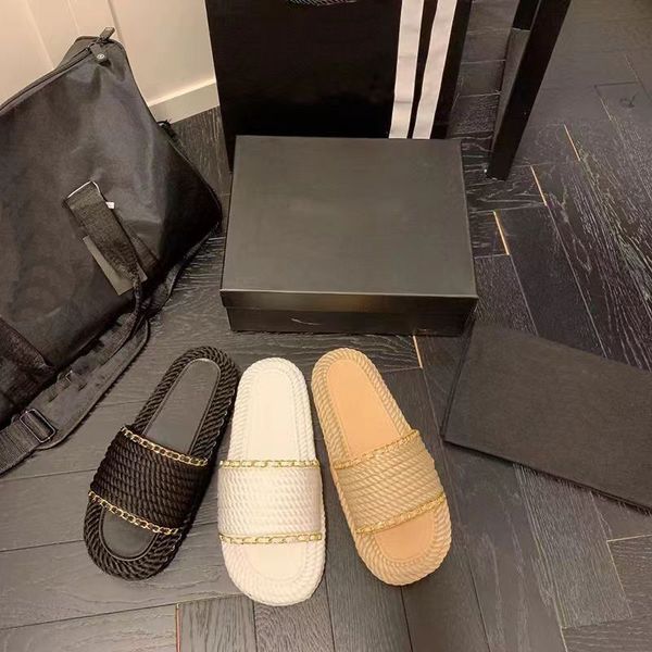 classic women luxury solid color slides slippers designer outer wear sandals thick bottom chain woven fisherman hemp rope non-slip slipper s, Black
classic women luxury solid color slides slippers designer outer wear sandals thick bottom chain woven fisherman hemp rope non-slip slipper s, Black