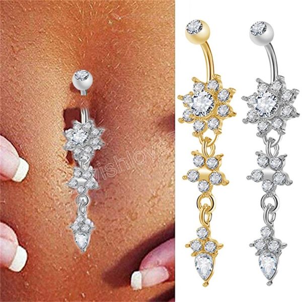 crystal fashion navel piercing flower pendant belly button rings for women body jewely bridal, Silver
crystal fashion navel piercing flower pendant belly button rings for women body jewely bridal, Silver