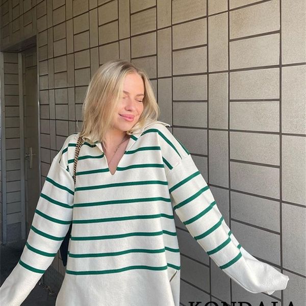 women's sweaters kondala vintage green striped knitted oversized long sweaters women v neck casual loose pullovers female elegant 2209, White;black
women's sweaters kondala vintage green striped knitted oversized long sweaters women v neck casual loose pullovers female elegant 2209, White;black