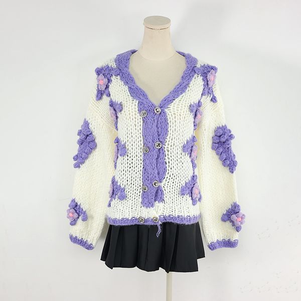 909 2022 milan runway autumn sweater long sleeve crew neck cardigan purple womens yuecheng, White;black
909 2022 milan runway autumn sweater long sleeve crew neck cardigan purple womens yuecheng, White;black