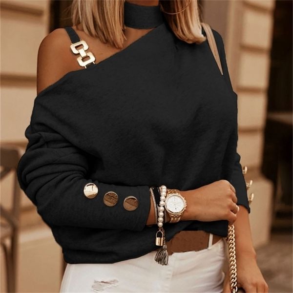 women s sweaters slanted shoulder chain decorative pullover t shirt women spring autumn fashion casual long sleeved black apricot blouse 220, White;black
women s sweaters slanted shoulder chain decorative pullover t shirt women spring autumn fashion casual long sleeved black apricot blouse 220, White;black