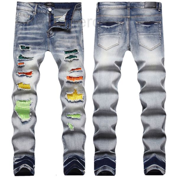 men's jeans designer high street fashion brand new distressed heavy industry washed worn nails and broken holes slim fit am small feet, Blue
men's jeans designer high street fashion brand new distressed heavy industry washed worn nails and broken holes slim fit am small feet, Blue