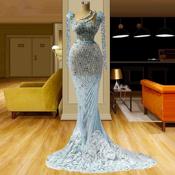 light blue mermaid prom dresses illusion lace ruffles party dresses long sleeves beading custom made evening dress, Black;red
light blue mermaid prom dresses illusion lace ruffles party dresses long sleeves beading custom made evening dress, Black;red