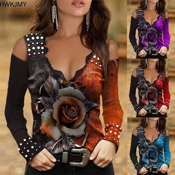 women's t-shirt fashion women luxury skinny rose flower printed off-shoulder long sleeve loose clothing xs-5xl 220921, White
women's t-shirt fashion women luxury skinny rose flower printed off-shoulder long sleeve loose clothing xs-5xl 220921, White