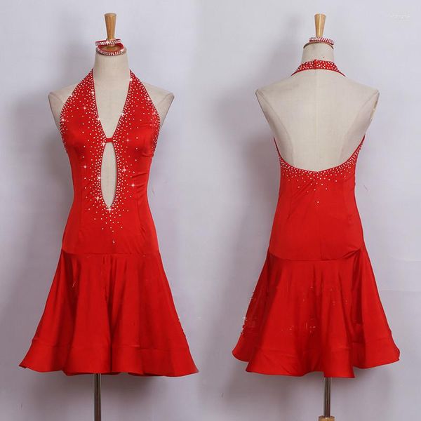 stage wear shiny diamond latin dance competition performance clothing female costumes deep v red holiday, Black;red
stage wear shiny diamond latin dance competition performance clothing female costumes deep v red holiday, Black;red