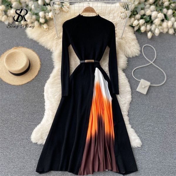 casual dresses singreiny women elegant french design splice gradient pleated a-line knitted autumn fashion streetwear midi 220921, Black;gray
casual dresses singreiny women elegant french design splice gradient pleated a-line knitted autumn fashion streetwear midi 220921, Black;gray