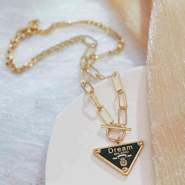 strands strings accessories exaggerated inverted triangle titanium steel ot buckle design non fading necklace guard chain women's acces, Black
strands strings accessories exaggerated inverted triangle titanium steel ot buckle design non fading necklace guard chain women's acces, Black