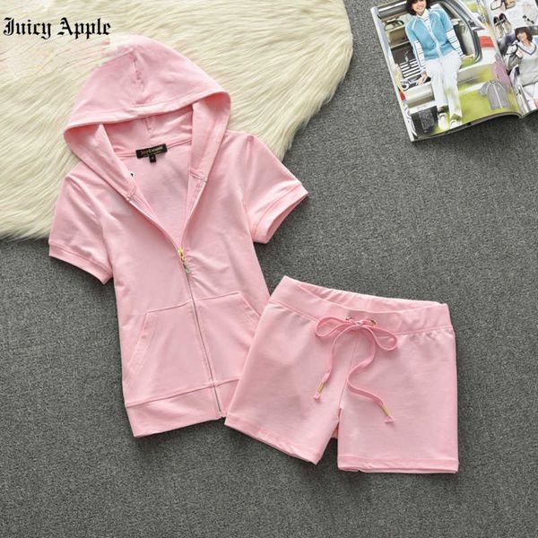 juicy apple women's tracksuits zip elastic waist 2 piece set summer pink solid summer shorts sets hooded and short pant suit, Gray
juicy apple women's tracksuits zip elastic waist 2 piece set summer pink solid summer shorts sets hooded and short pant suit, Gray