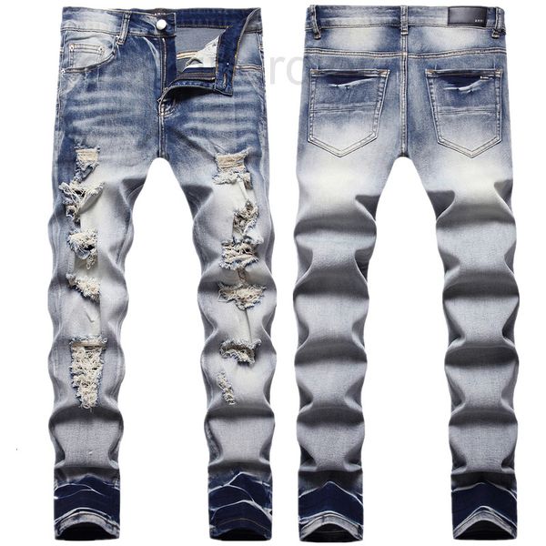 men's jeans designer in autumn and winter of 2022 the new hole breaking jeans for men are am high-end elastic slim fit small foot tide, Blue
men's jeans designer in autumn and winter of 2022 the new hole breaking jeans for men are am high-end elastic slim fit small foot tide, Blue