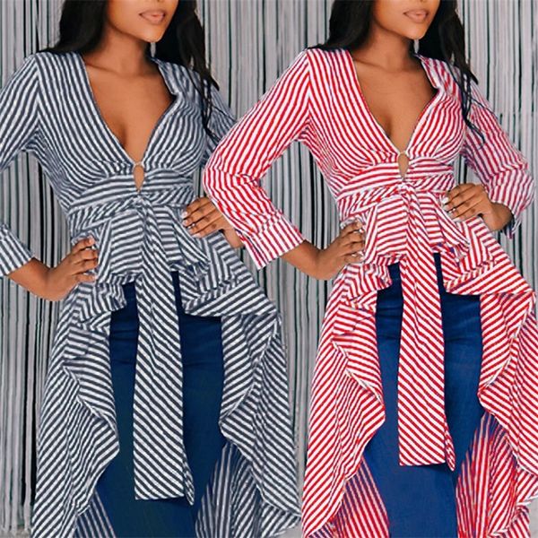 women's blouses shirts fashion long sleeve shirs t striped tied front v neck irregular shirt autumn spring clothes 220921, White
women's blouses shirts fashion long sleeve shirs t striped tied front v neck irregular shirt autumn spring clothes 220921, White