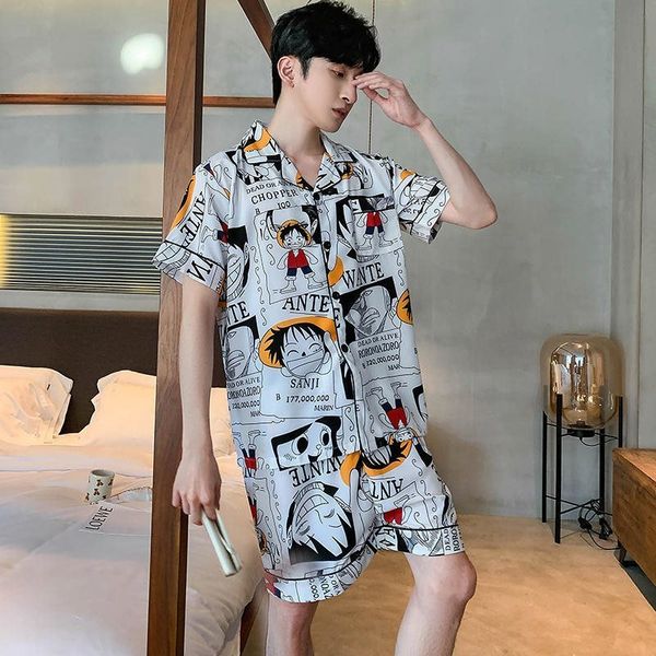 men's sleepwear ice silk mens pajamas set summer short sleeve home clothes 4xl 5xl hombre pijama japan anime pyjama for young male nigh, Black;brown
men's sleepwear ice silk mens pajamas set summer short sleeve home clothes 4xl 5xl hombre pijama japan anime pyjama for young male nigh, Black;brown