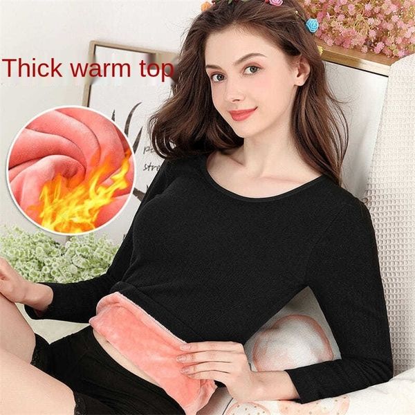women's thermal underwear women plus velvet thick autumn clothes ladies bottoming shirt body tights solid color round neck t-shirt 2209, Black;pink
women's thermal underwear women plus velvet thick autumn clothes ladies bottoming shirt body tights solid color round neck t-shirt 2209, Black;pink