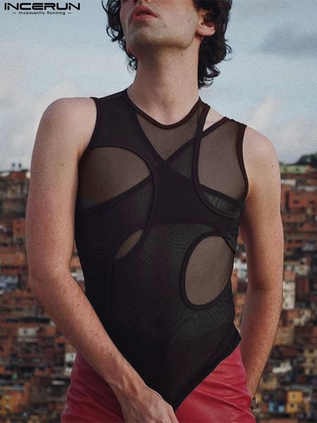 men's sleepwear men bodysuits mesh see through oneck sleeveless irregular bodysuit hollow out solid men rompers pajamas 5xl incerun 7 2, Black;brown
men's sleepwear men bodysuits mesh see through oneck sleeveless irregular bodysuit hollow out solid men rompers pajamas 5xl incerun 7 2, Black;brown