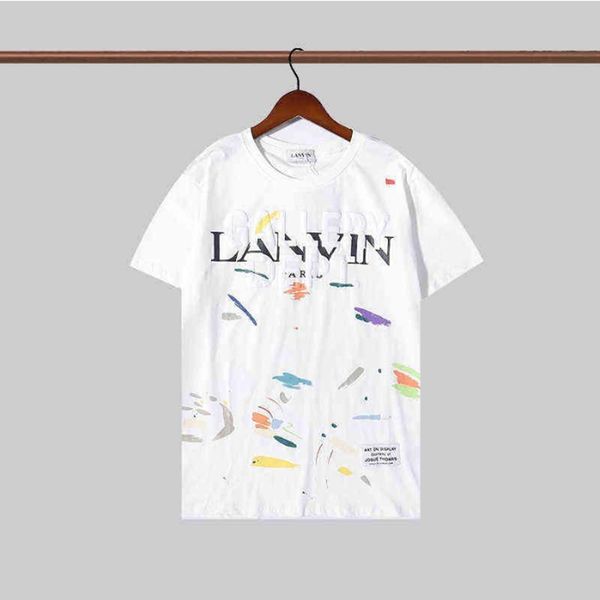 men and women lanvin gal joint t shirt cotton hand painted splash graffiti letters loose short sleeve round neck t-shirt 2022, White;black
men and women lanvin gal joint t shirt cotton hand painted splash graffiti letters loose short sleeve round neck t-shirt 2022, White;black