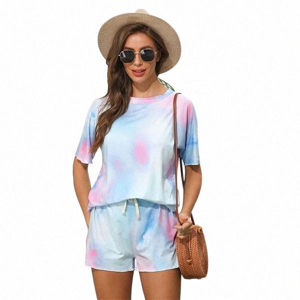 women's tracksuits summer tie-dyed short sleeve shorts lacing two-piece suits women casual loose o-neck comfortable breathable ladies, Gray
women's tracksuits summer tie-dyed short sleeve shorts lacing two-piece suits women casual loose o-neck comfortable breathable ladies, Gray
