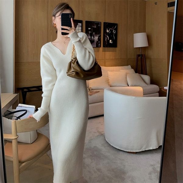 casual dresses elegant long white knitting women winter v-neck sleeve bodycon korean office lady high waist vintage 220921, Black;gray
casual dresses elegant long white knitting women winter v-neck sleeve bodycon korean office lady high waist vintage 220921, Black;gray