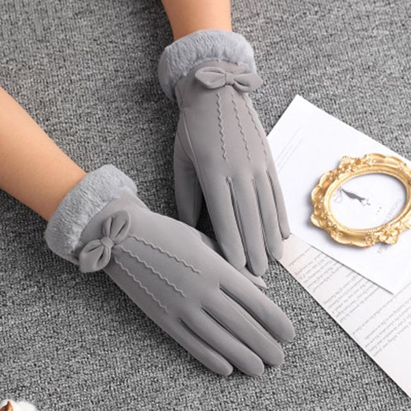 five fingers gloves winter women outdoor cycling cashmere thicken windproof warm cute bow velvet waterproof touch screen driving mittens l26, Blue;gray
five fingers gloves winter women outdoor cycling cashmere thicken windproof warm cute bow velvet waterproof touch screen driving mittens l26, Blue;gray