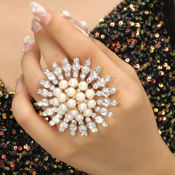 luxury adjustable big flower pearl crystal ring for women bridal wedding engagement promise finger rings valentine's day gift, Silver
luxury adjustable big flower pearl crystal ring for women bridal wedding engagement promise finger rings valentine's day gift, Silver