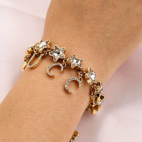 designer bracelet fashion chain jewelry luxury brand letter bracelets link elegant fashion women's letters tassels pendant star crystal, Black
designer bracelet fashion chain jewelry luxury brand letter bracelets link elegant fashion women's letters tassels pendant star crystal, Black