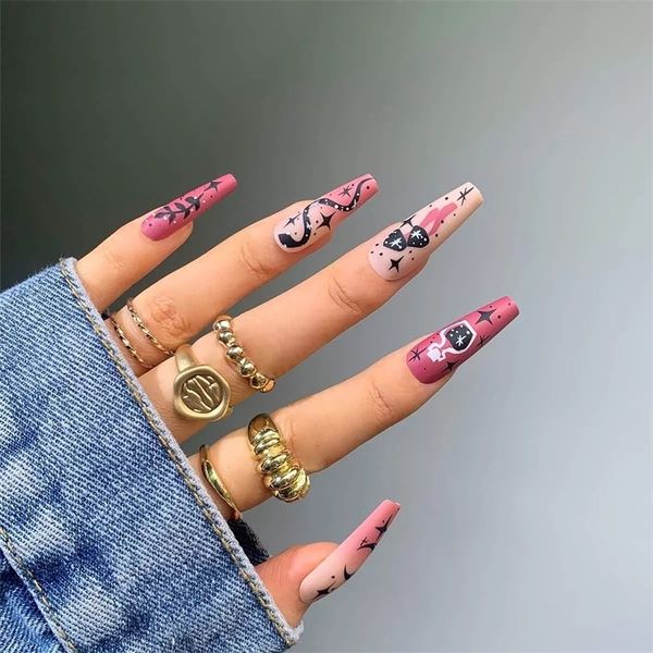 false nails long ballerina pink snake design artificial fake with glue full cover nail tips press on 220921, Red;gold
false nails long ballerina pink snake design artificial fake with glue full cover nail tips press on 220921, Red;gold
