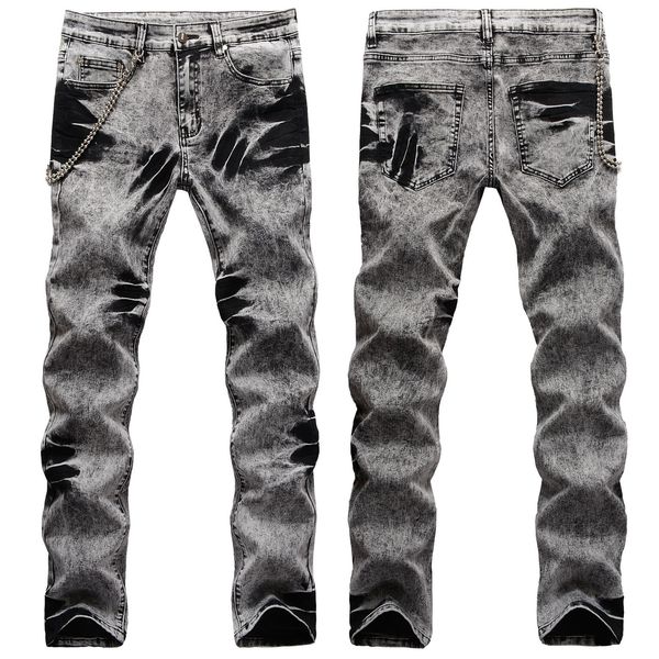 men's jeans designer street fashion hip hop zou fold craft fried snowflake hanging chain decoration stretch slim fit men 7sxe, Blue
men's jeans designer street fashion hip hop zou fold craft fried snowflake hanging chain decoration stretch slim fit men 7sxe, Blue