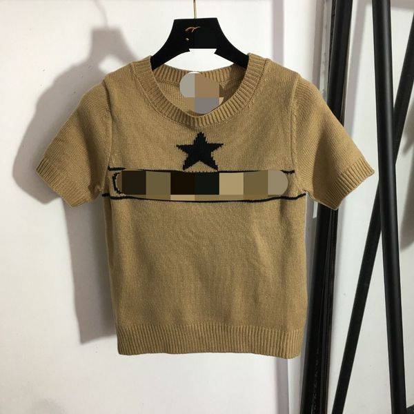 802 2022 milan runway autumn women sweater brand same style khaki short sleeve crew neck womens meiyi, White;black
802 2022 milan runway autumn women sweater brand same style khaki short sleeve crew neck womens meiyi, White;black