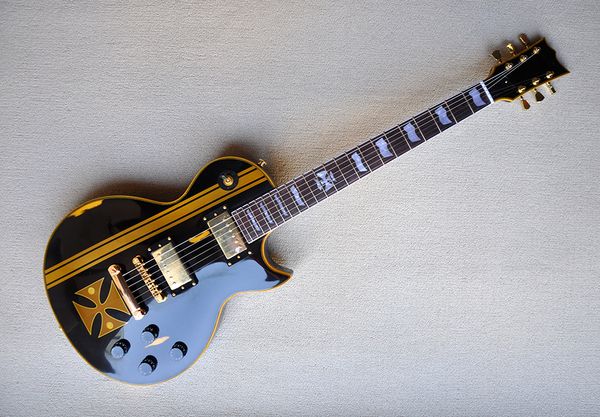 factory custom glossy black electric guitar with relic style rosewood fingerboard gold hardwares white pearl fret inlay can be customized
factory custom glossy black electric guitar with relic style rosewood fingerboard gold hardwares white pearl fret inlay can be customized