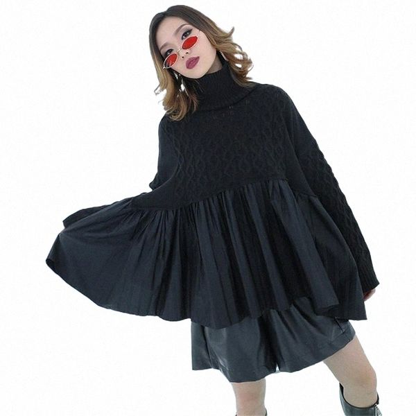women's sweaters johnature spring winter plus loose fashion knitted turtleneck pullover patchwork pleated warm black women 20211 z27x#, White;black
women's sweaters johnature spring winter plus loose fashion knitted turtleneck pullover patchwork pleated warm black women 20211 z27x#, White;black