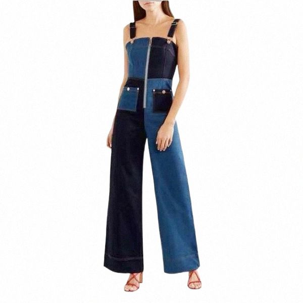 women's jumpsuits & rompers eshines blue patchwork denim long autumn elegant front zipper with two pockets spaghetti strap p4wd#, Black;white
women's jumpsuits & rompers eshines blue patchwork denim long autumn elegant front zipper with two pockets spaghetti strap p4wd#, Black;white