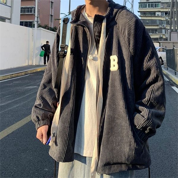 men s jackets privathinker autumn corduroy letter loose hooded coats zipper male clothing fashion brand outerwear 220921, Black;brown
men s jackets privathinker autumn corduroy letter loose hooded coats zipper male clothing fashion brand outerwear 220921, Black;brown