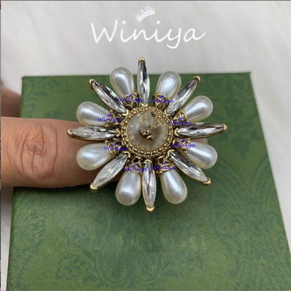 with side stones three piece ring set new vintage letter diamond pearl open ring charm personalized handwear, Silver
with side stones three piece ring set new vintage letter diamond pearl open ring charm personalized handwear, Silver