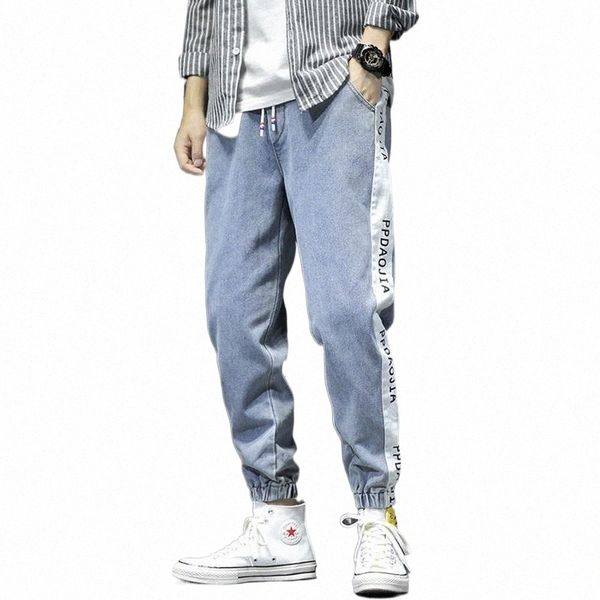 men's jeans autumn men fashion washed letters printed casual drawstring denim trousers man streetwear hip hop loose harem pants1 g66j#, Blue
men's jeans autumn men fashion washed letters printed casual drawstring denim trousers man streetwear hip hop loose harem pants1 g66j#, Blue