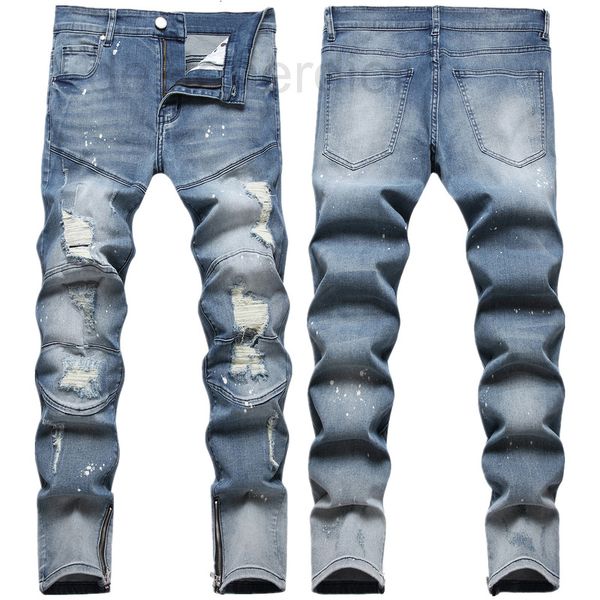men's jeans designer mosaic complex nostalgic color monkey dot hand splashing process broken patch foot fashion trendy denim pants ezzf, Blue
men's jeans designer mosaic complex nostalgic color monkey dot hand splashing process broken patch foot fashion trendy denim pants ezzf, Blue